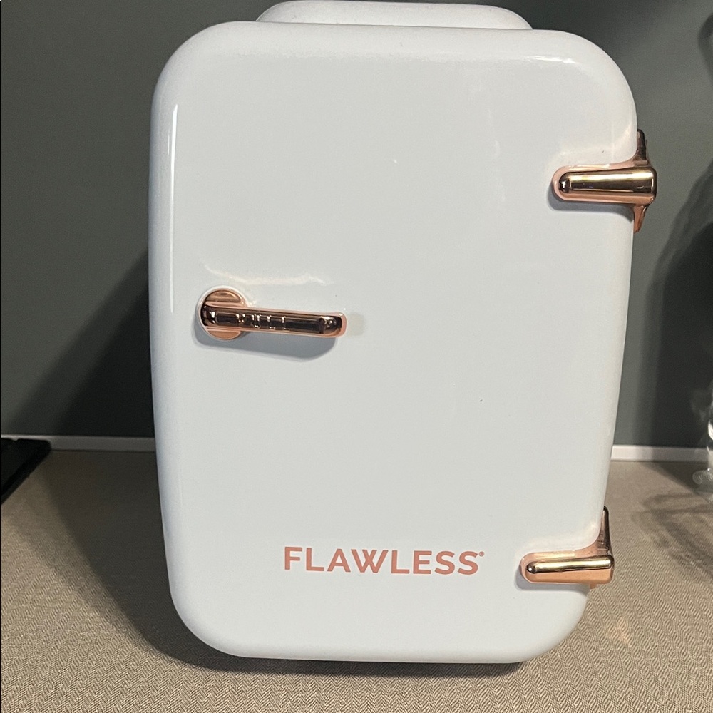 Flawless White Mini Fridge with Rose Gold Accents